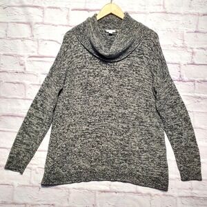 Pure Jill J Jill Cowl Neck Pullover Sweater Womens Large Black White Cozy Casual